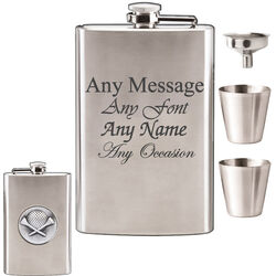 Golf Hip Flask with Funnel and Cups 8oz