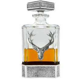 Regal Stag Rectangular Pewter Decanter