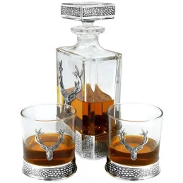 Regal Stag Rectangular Pewter Decanter