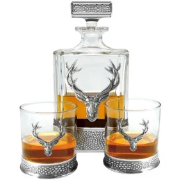 Regal Stag Rectangular Pewter Decanter