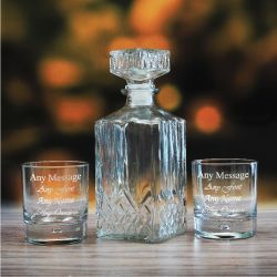 Prysm Decanter Set With 2 Bubble Whisky glasses