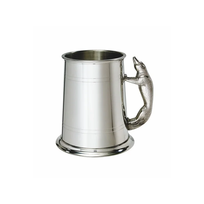 Fox Handle Pewter Tankard - 1