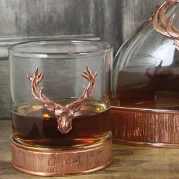 Majestic Copper Stag Crystal Decanter Gift Set with 2 Whisky Glasses - 7