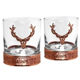 Majestic Copper Stag Crystal Decanter Gift Set with 2 Whisky Glasses - 6