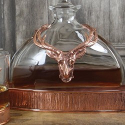Majestic Copper Stag Crystal Decanter Gift Set with 2 Whisky Glasses