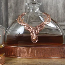 Majestic Copper Stag Crystal Decanter Gift Set with 2 Whisky Glasses - 2