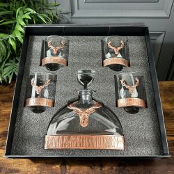 Majestic Copper Stag Crystal Decanter Gift Set