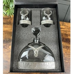 Majestic Stag Crystal Decanter Gift Set with 2 Whisky Glasses