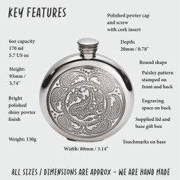 Paisley Pewter Round Flask