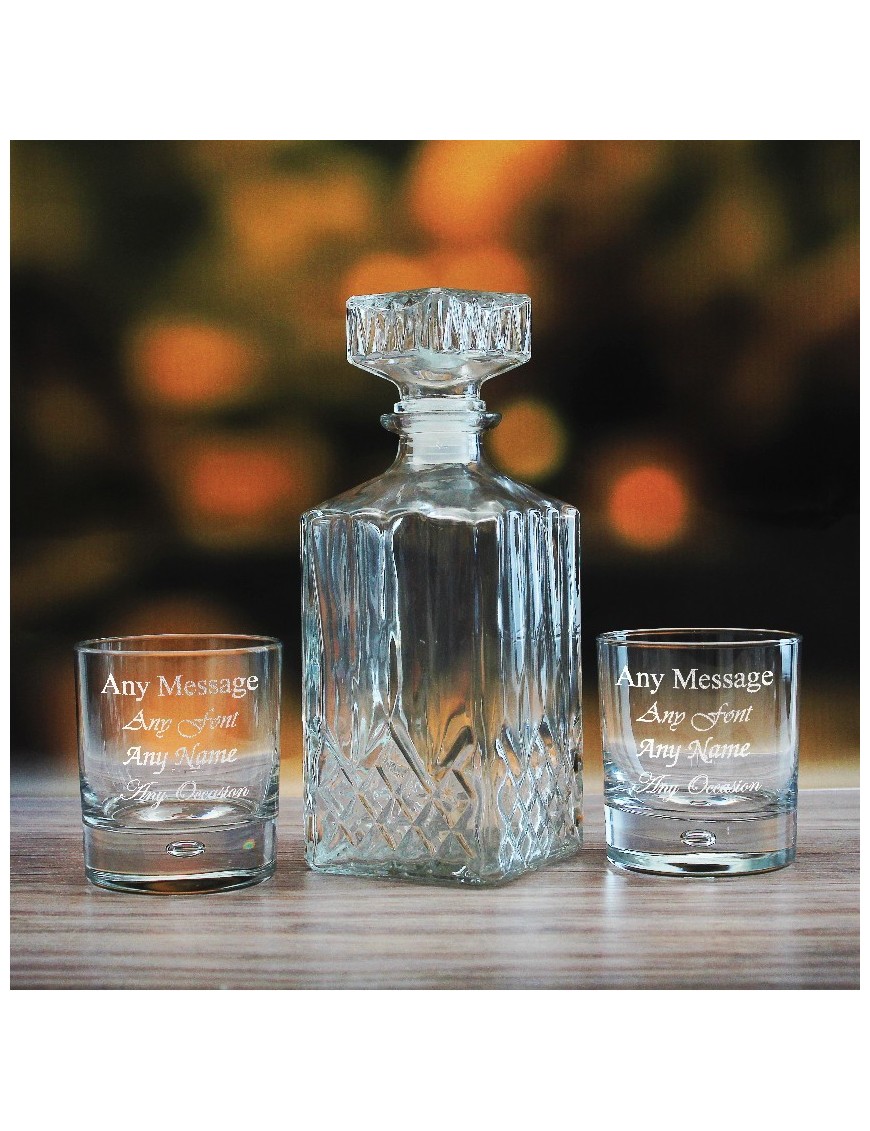Prysm Decanter Set With 2 Bubble Whisky glasses - 1