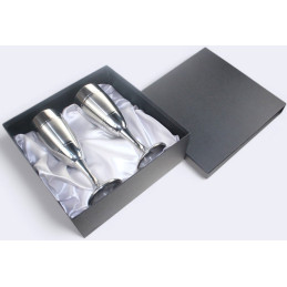 Pair of Part Satin Pewter Flutes