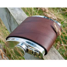 English Tan Leather Hip Flask