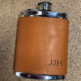 English Tan Leather Hip Flask