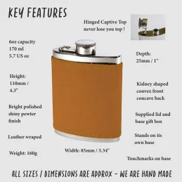 English Tan Leather Hip Flask