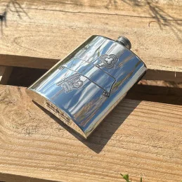 18 Key Stamp Pewter Kidney Hip Flask