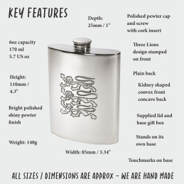 3 Lions Kidney Hip Flask