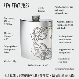 Acanthus Kidney Hip Flask