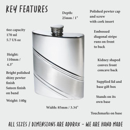 Diagonal Stripe Kidney Hip Flask