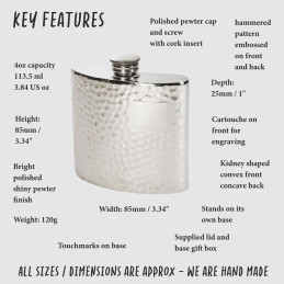 Hammered Kidney Flask 4oz