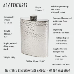 Hammered Kidney Flask 6oz