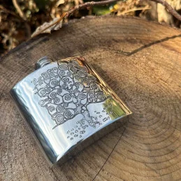  Tree of Life Pewter Kidney Hip Flask 6oz