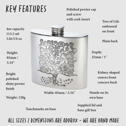 Tree of Life Kidney Hip Flask 6oz