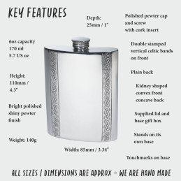 Vertical Celtic Bands Kidney Hip Flask