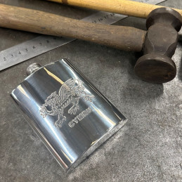 Welsh Dragon Pewter Kidney Hip Flask