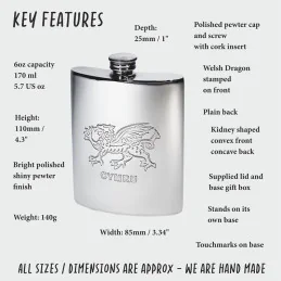 Welsh Dragon Kidney Hip Flask