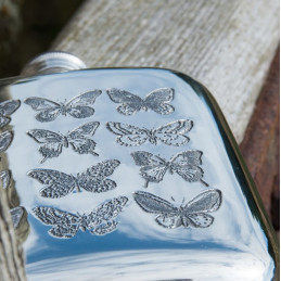 Butterfly Pewter Pocket Flask