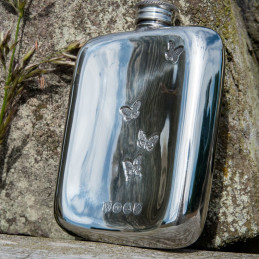Butterfly Pewter Pocket Flask