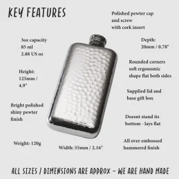 Hammered Pocket Flask 3oz