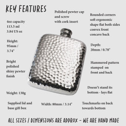 Hammered Pocket Flask 4oz
