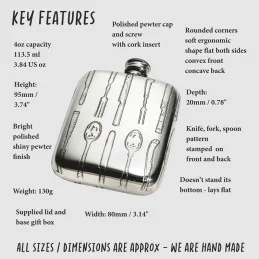Knife Fork Spoon Pocket Flask 4oz
