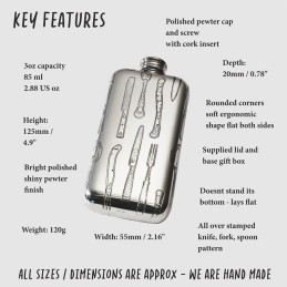 Knife Forks Spoon Pocket Flask 3oz