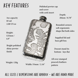 Peacock Pocket Flask 3oz