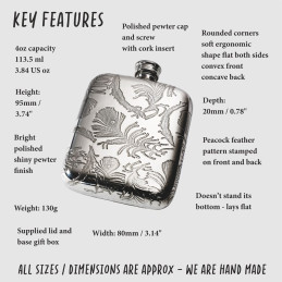 Peacock Pocket Flask 4oz