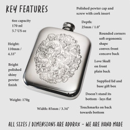 Skull Heart Cluster Pocket Flask