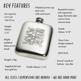 Three Lions Pocket Flask