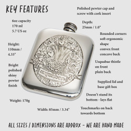 Usquabae Thistle Skull and Hearts Pocket Flask