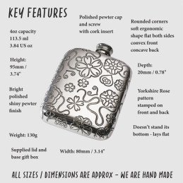 Yorkshire Rose Pocket Flask