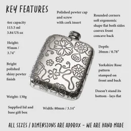 Yorkshire Rose Pocket Flask
