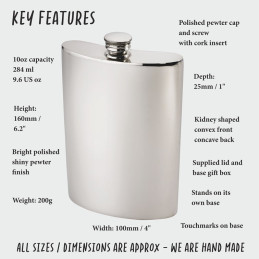 Plain Kidney Hip Flask 10oz
