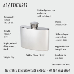 Plain Kidney Hip Flask 2oz