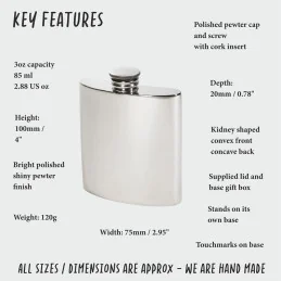 Plain Kidney Hip Flask 3oz