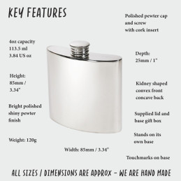 Plain Kidney Hip Flask 4oz