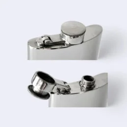 Plain Kidney Pewter Hip Flask With Captive Top 4oz