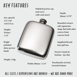 Plain Pocket Pewter Flask 4oz - 1