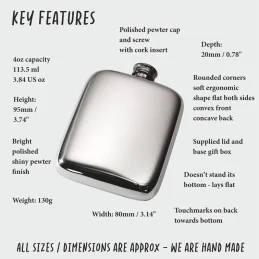 Plain Pocket Pewter Flask 4oz
