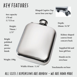 Plain Pocket Flask With Captive Top 6oz